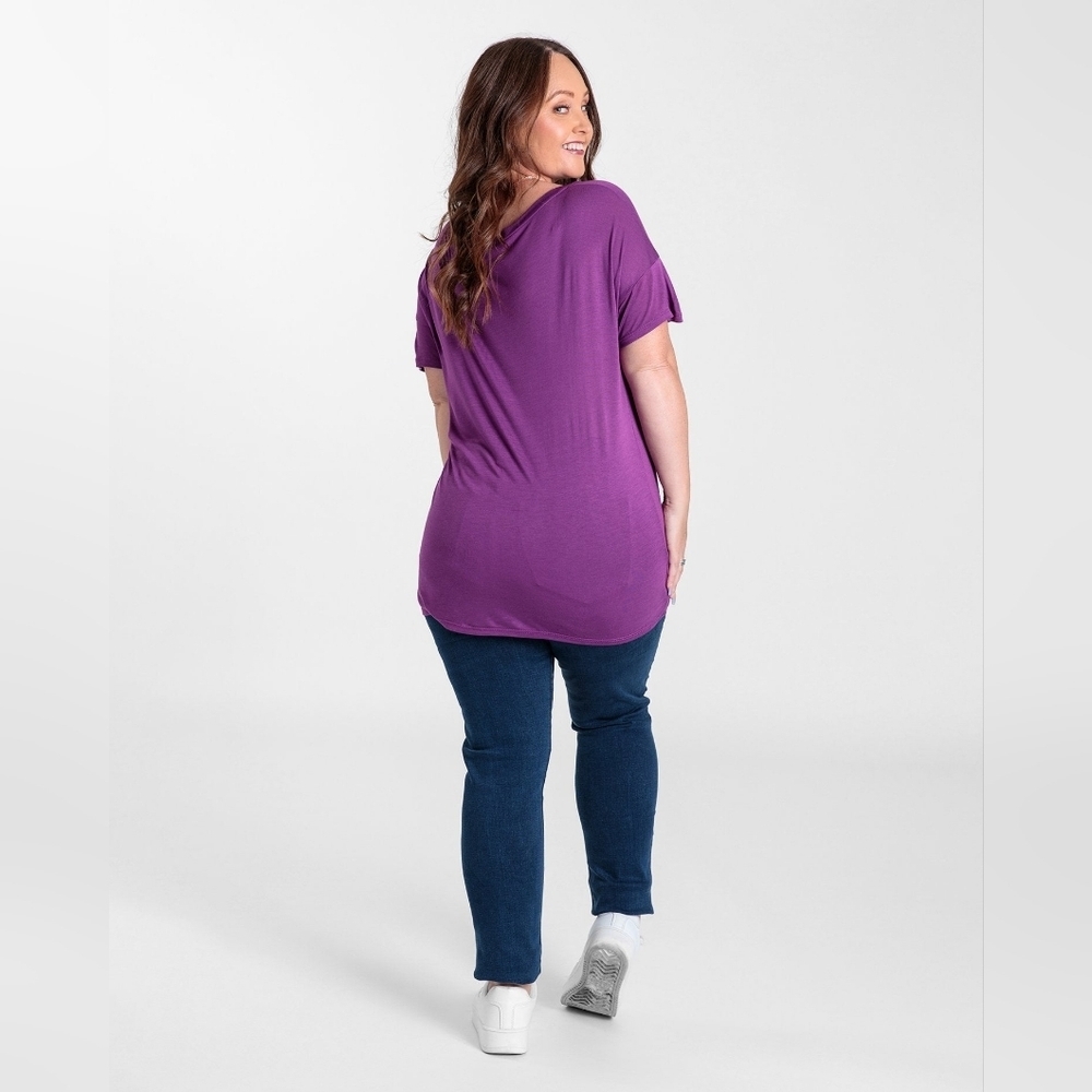 LuLaRoe Vibrant Purple Short Sleeve Top, Size Medium